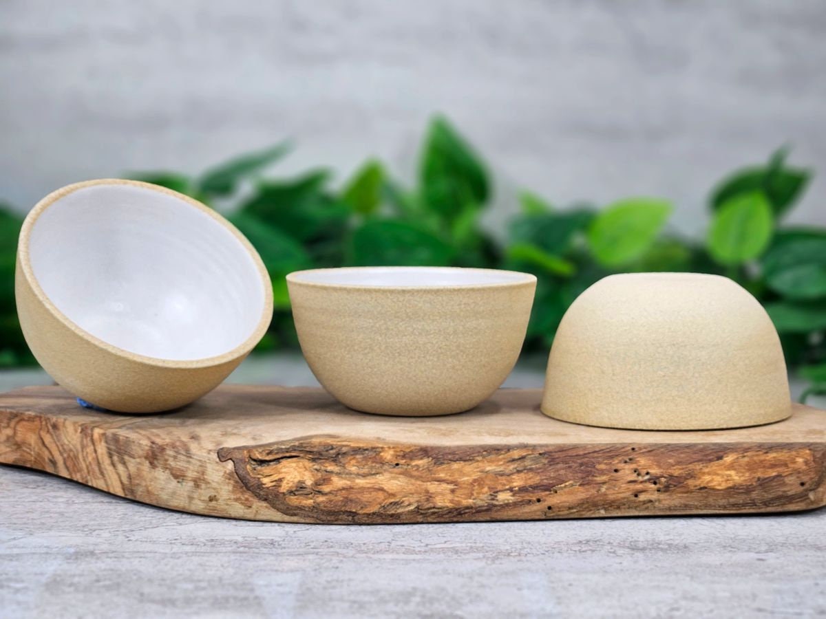 Latte Cup, Cappuccino Cup, Cupping Bowl(s): Sandy White, 200 ml, handmade, stoneware