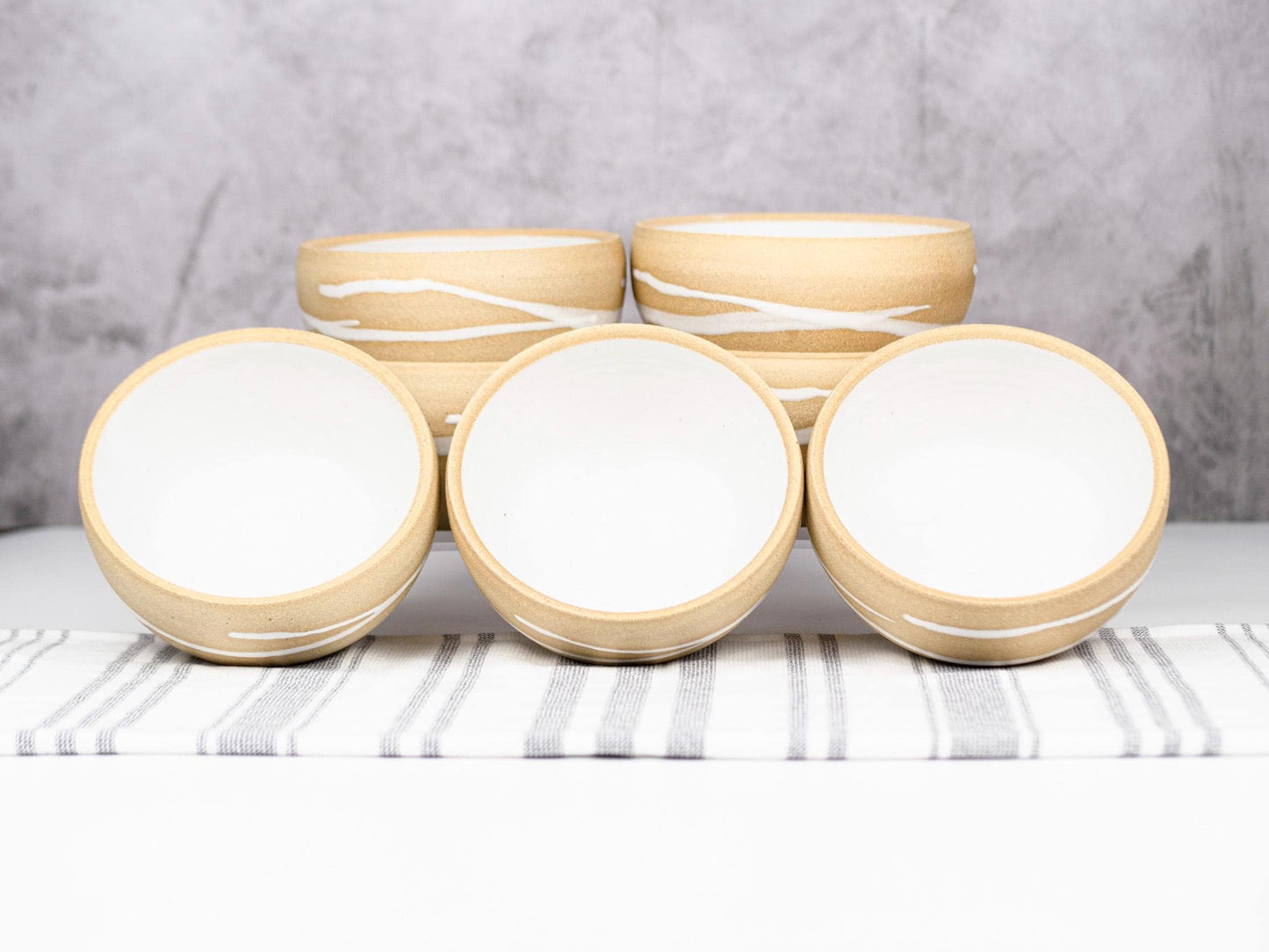 Breakfast Soup Salad Small Bowl: White/Sandy, Stoneware, Handmade Aesthetic Modern Cereal Oatmeal Bowl Stoneware Decor Artisian Unique Bowl