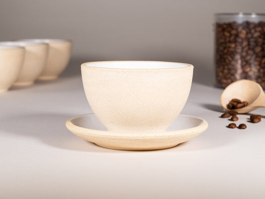 Latte/Cappuccino Cup without Handle, Cupping Bowl: Sandy White, 200 ml, Stoneware