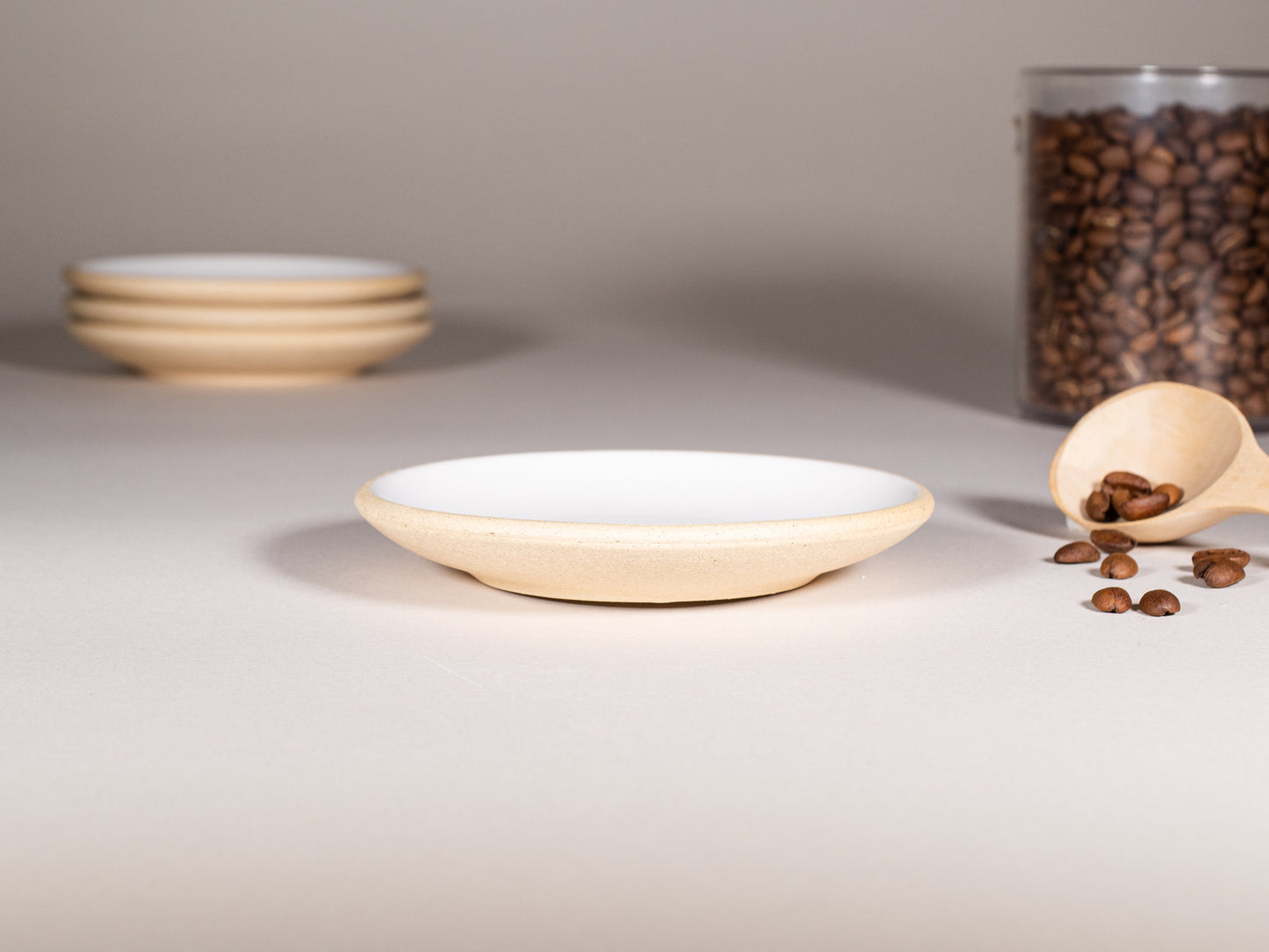 Latte/Cappuccino Cup without Handle, Cupping Bowl: Sandy White, 200 ml, Handmade, Stoneware