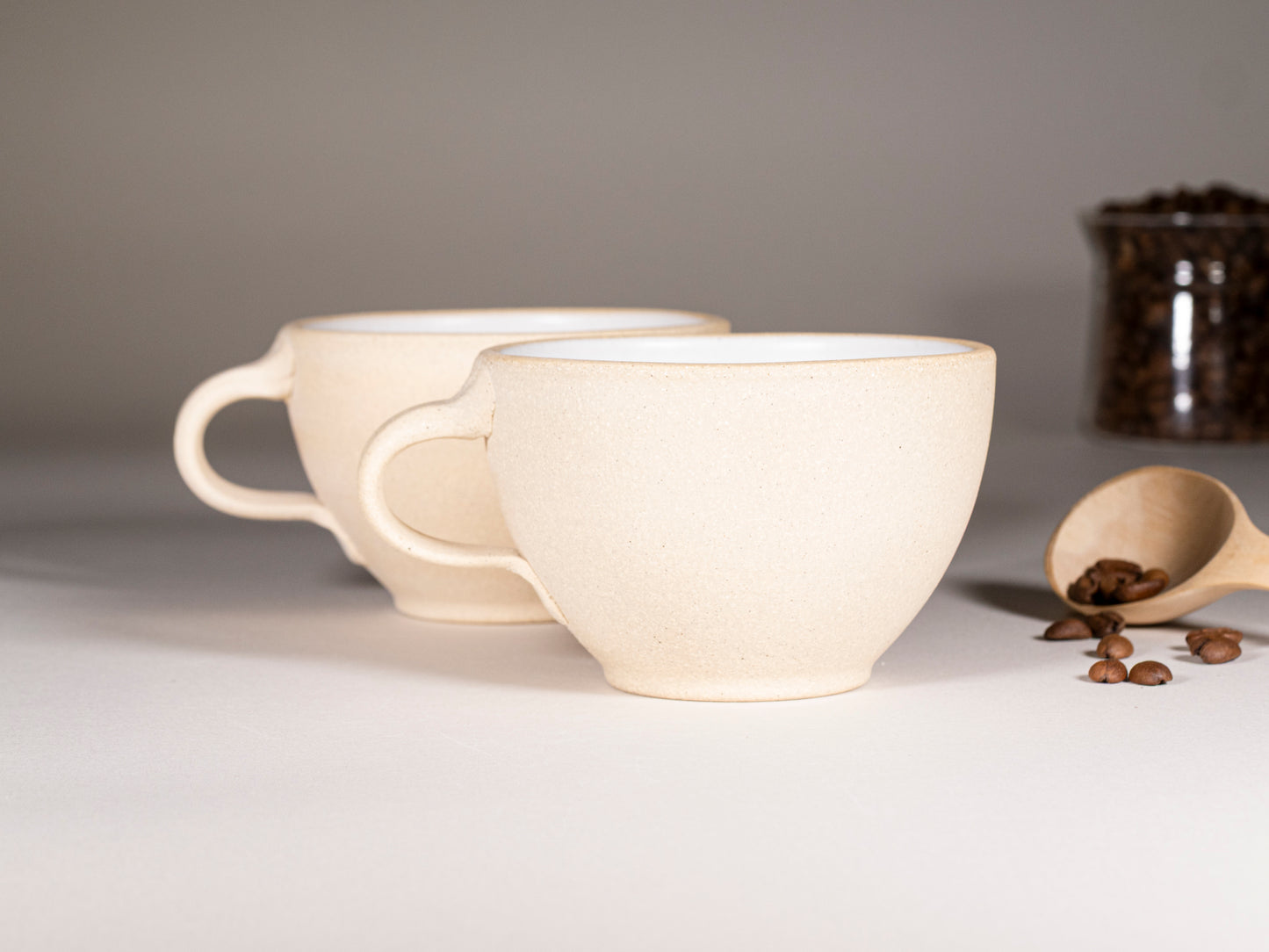 Cappuccino Cup, Latte Cup: Sandy/White, approximately 10 -12 oz, Stoneware