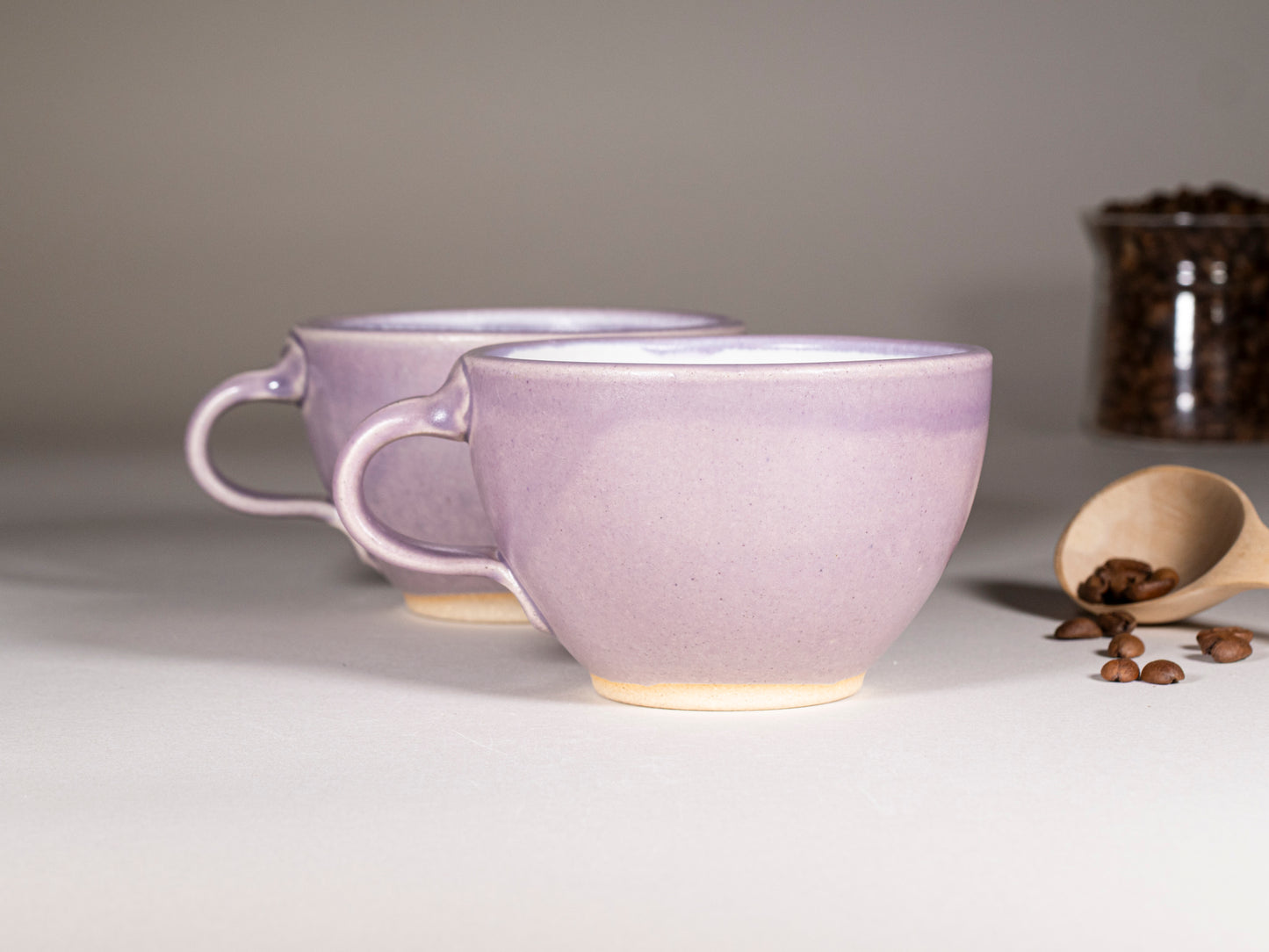 Cappuccino Cup, Latte Cup: Purple/White, approximately 10 -12 oz, Stoneware