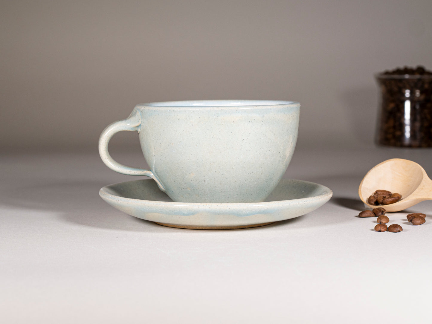 Cappuccino Cup, Latte Cup: Light Blue/White, 10-12 oz, Stoneware
