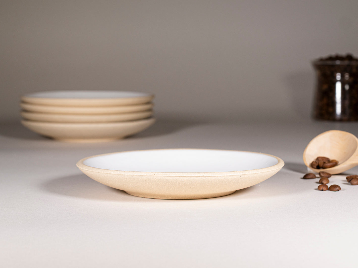 Cappuccino Cup, Latte Cup: Sandy/White, approximately 10 -12 oz, Stoneware