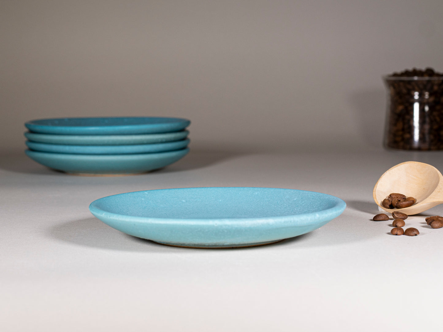 Cappuccino Cup, Latte Cup: Turquoise/White, approximately 10-12 oz, Stoneware