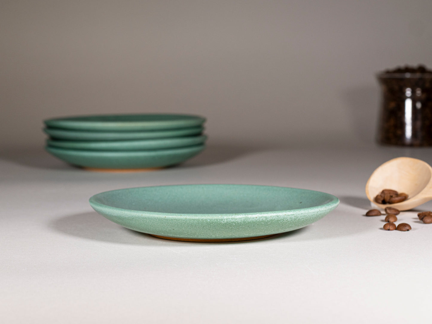 Cappuccino Cup, Latte Cup: Green/White, approximately 10 -12 oz, Stoneware