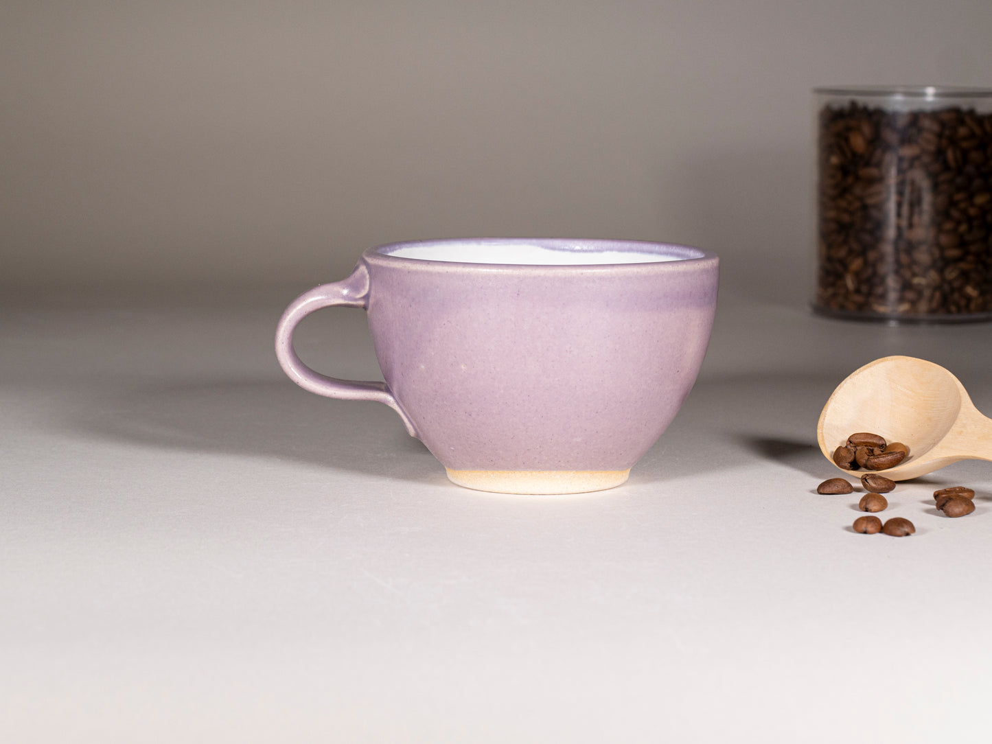 Cappuccino Cup, Latte Cup: Purple/White, approximately 10 -12 oz, Stoneware