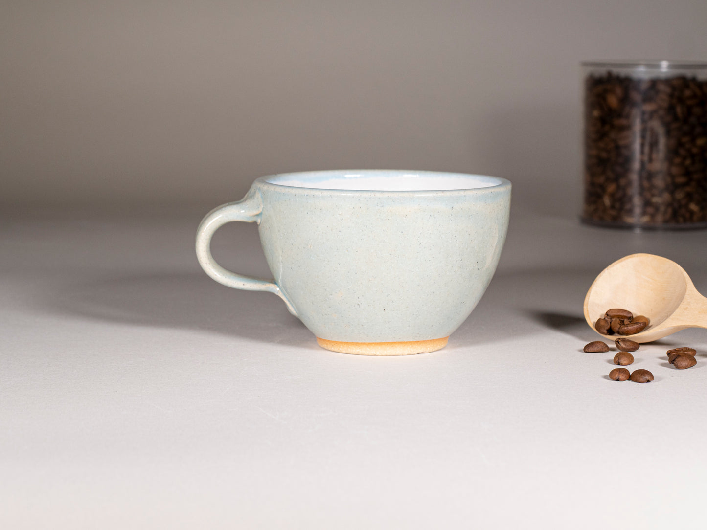 Cappuccino Cup, Latte Cup: Light Blue/White, 10-12 oz, Stoneware