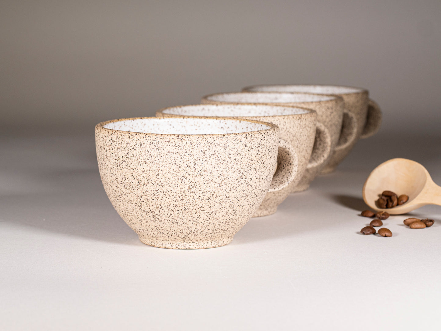 Cappuccino Cup, Latte Cup: Speckled/White, approximately 10-12 oz, Stoneware