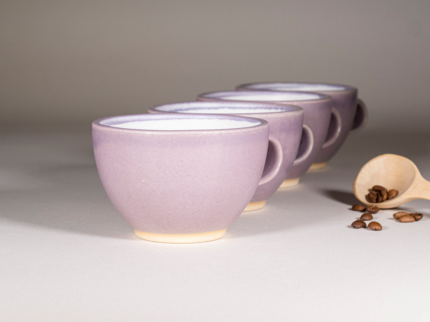 Cappuccino Cup, Latte Cup: Purple/White, approximately 10 -12 oz, Stoneware