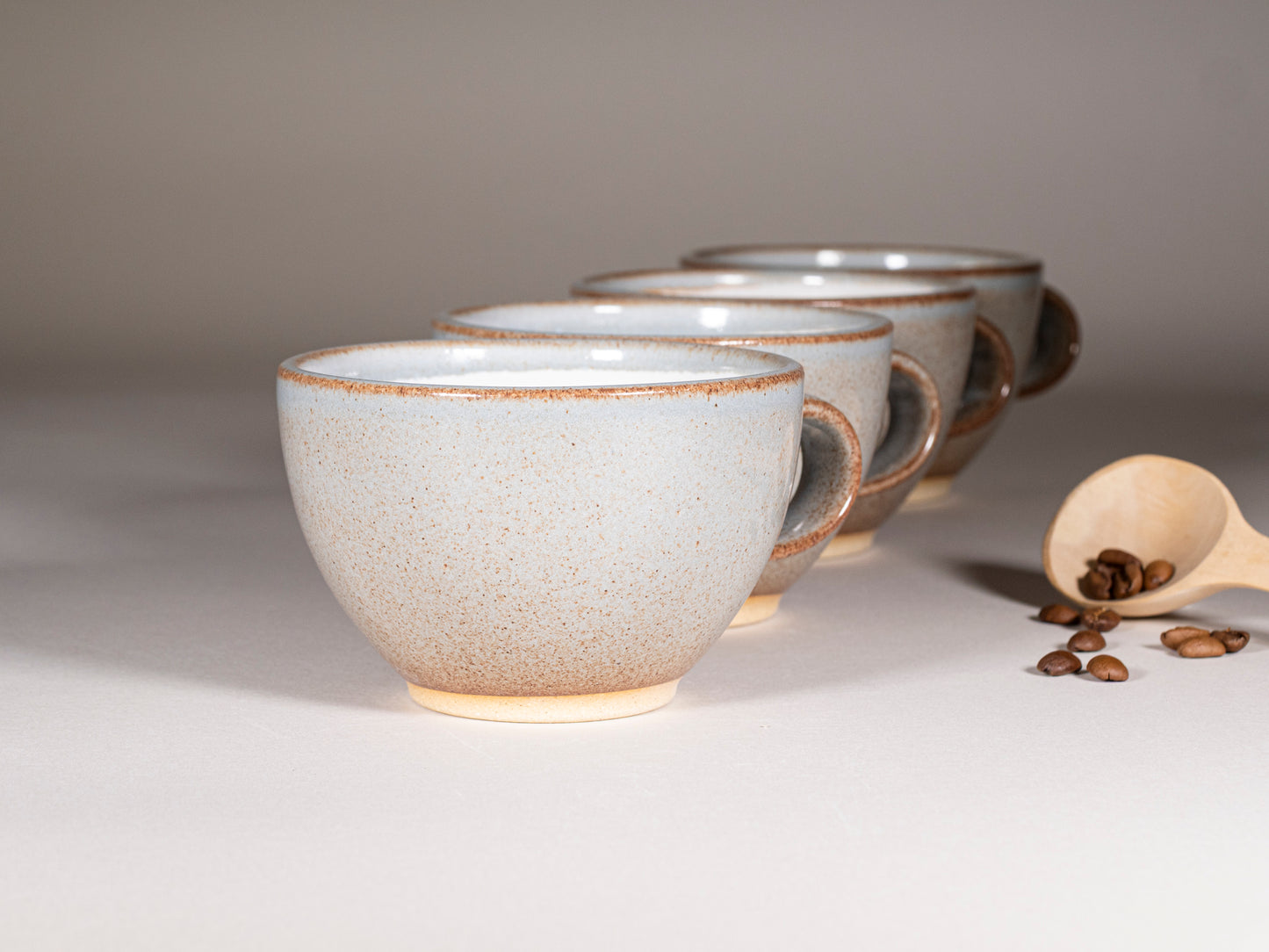 Cappuccino Cup, Latte Cup: Brown-Blue/White, approximately 10-12 oz, Stoneware