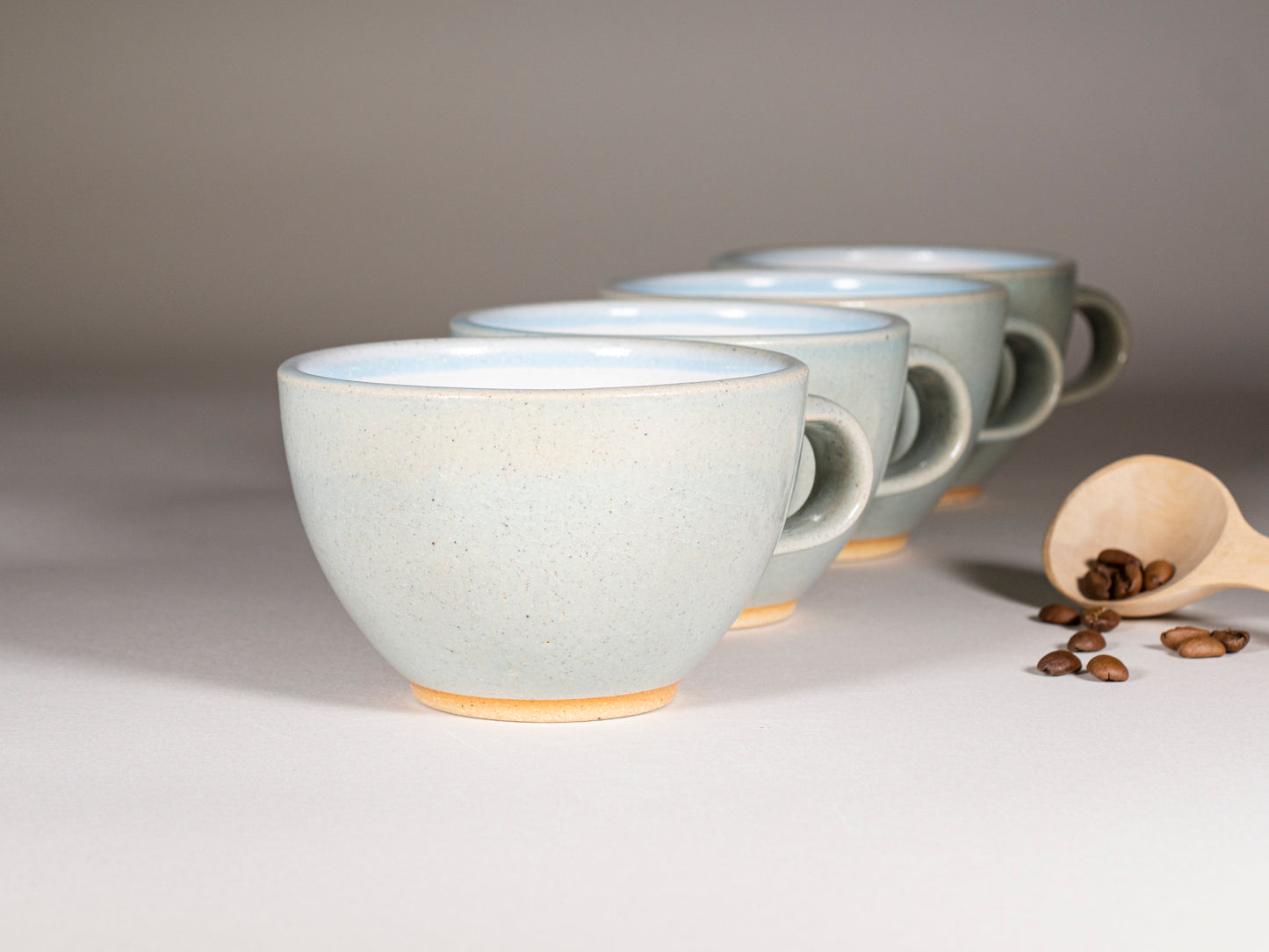 Cappuccino Cup, Latte Cup: Light Blue/White, 10-12 oz, Stoneware