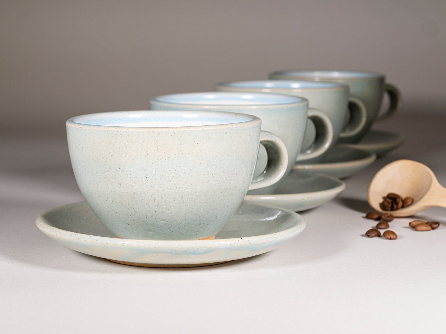 Cappuccino Cup, Latte Cup: Light Blue/White, 10-12 oz, Stoneware