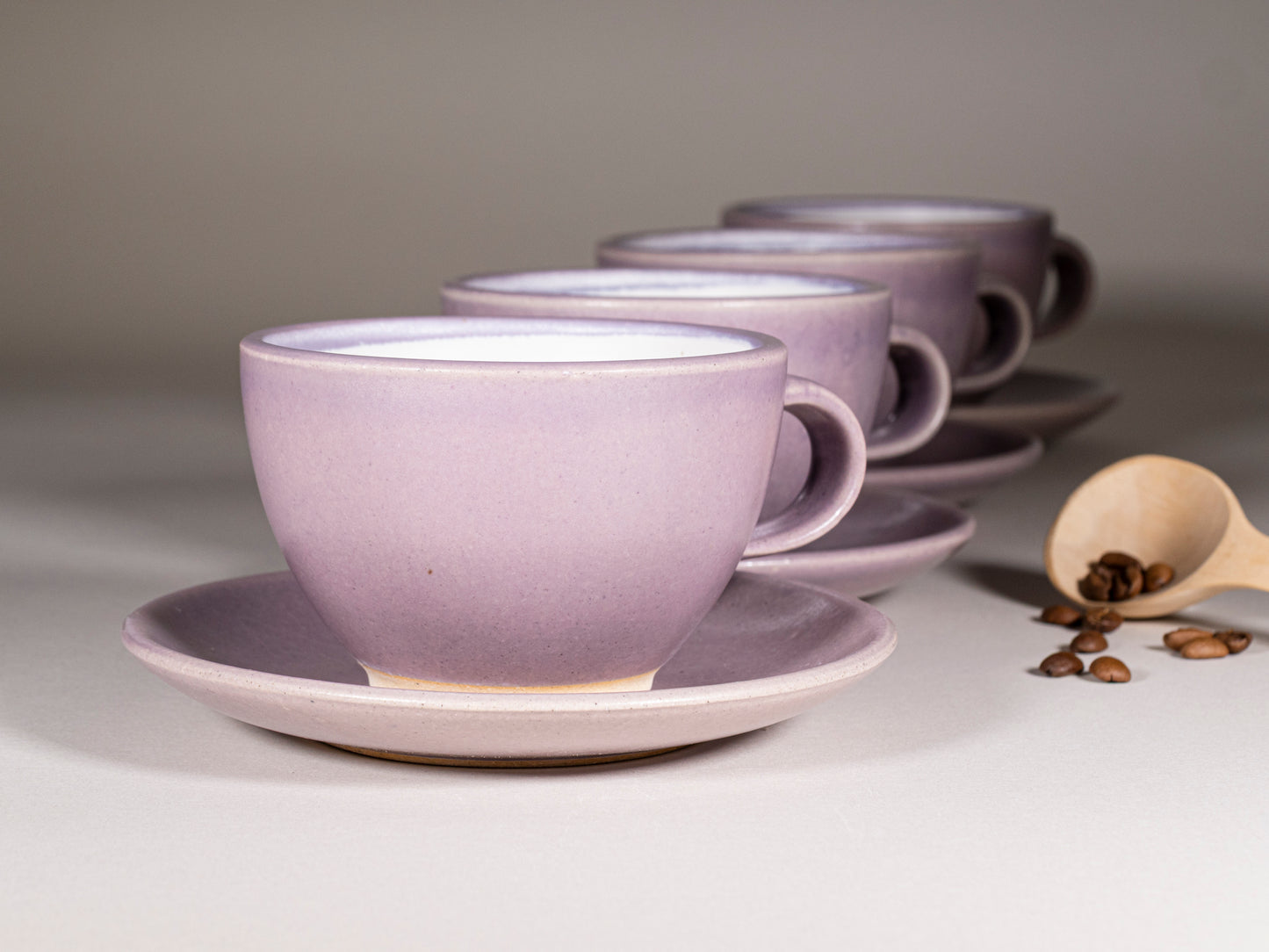 Cappuccino Cup, Latte Cup: Purple/White, approximately 10 -12 oz, Stoneware