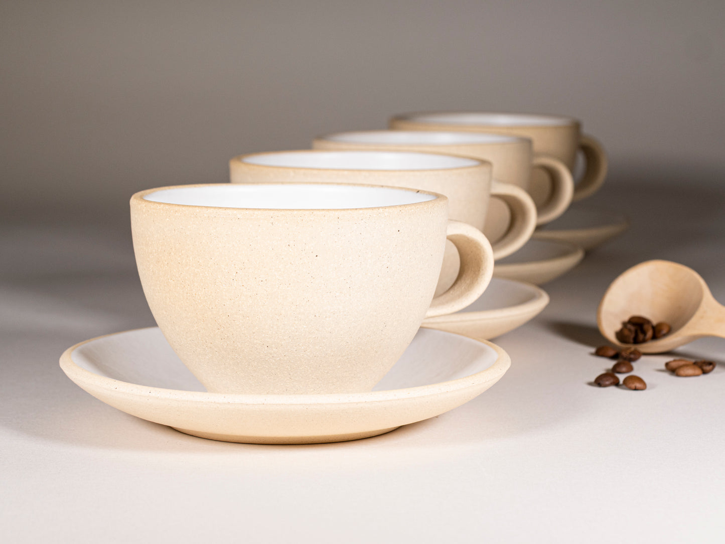 Cappuccino Cup, Latte Cup: Sandy/White, approximately 10 -12 oz, Stoneware