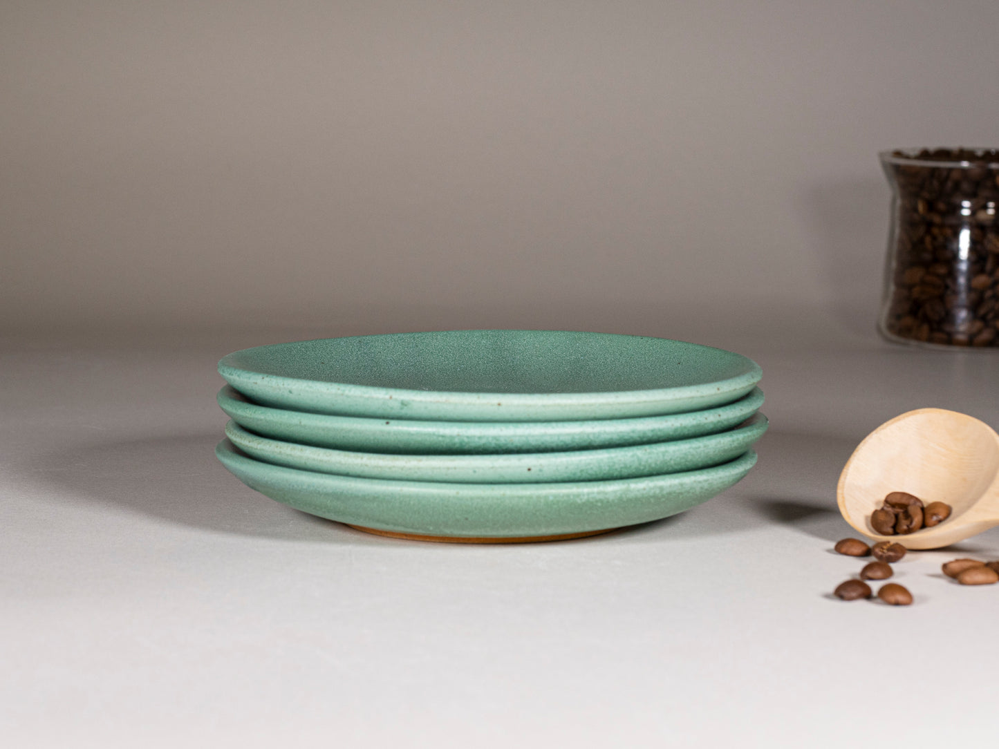 Cappuccino Cup, Latte Cup: Green/White, approximately 10 -12 oz, Stoneware