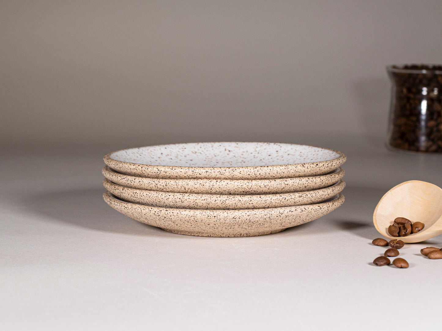 Cappuccino Cup, Latte Cup: Speckled/White, approximately 10-12 oz, Stoneware