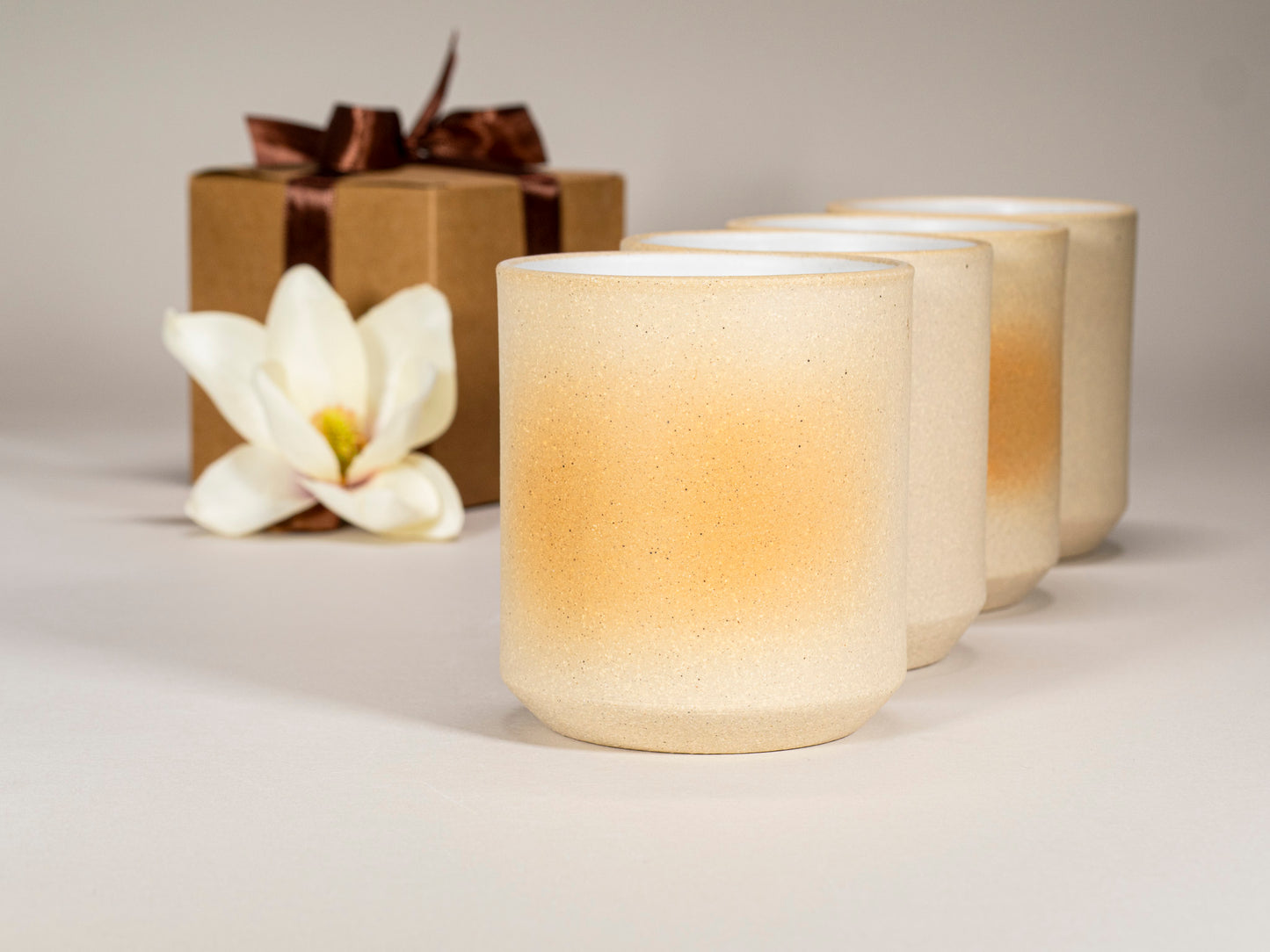 Gift Set: 14 oz cup and 5.5 oz cup in Sandy White Stoneware