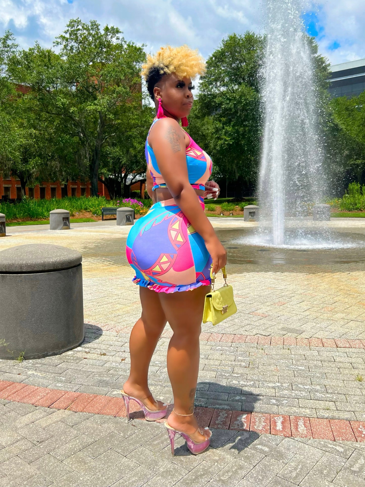 Gift Set: 14 oz cup and 5.5 oz cup in Pink White Stoneware