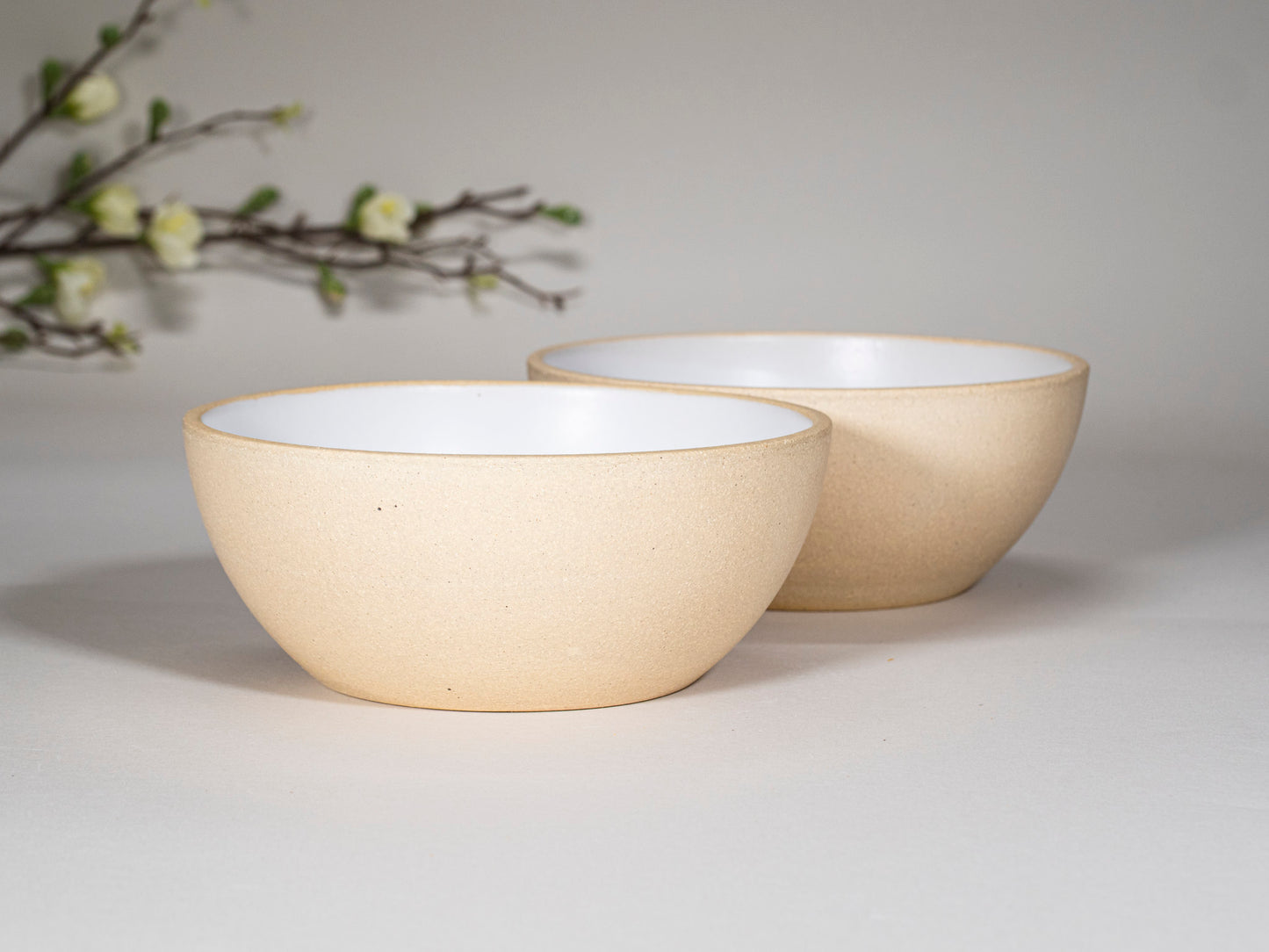 Breakfast Salad Soup Bowl White/Sandy Stoneware Handmade