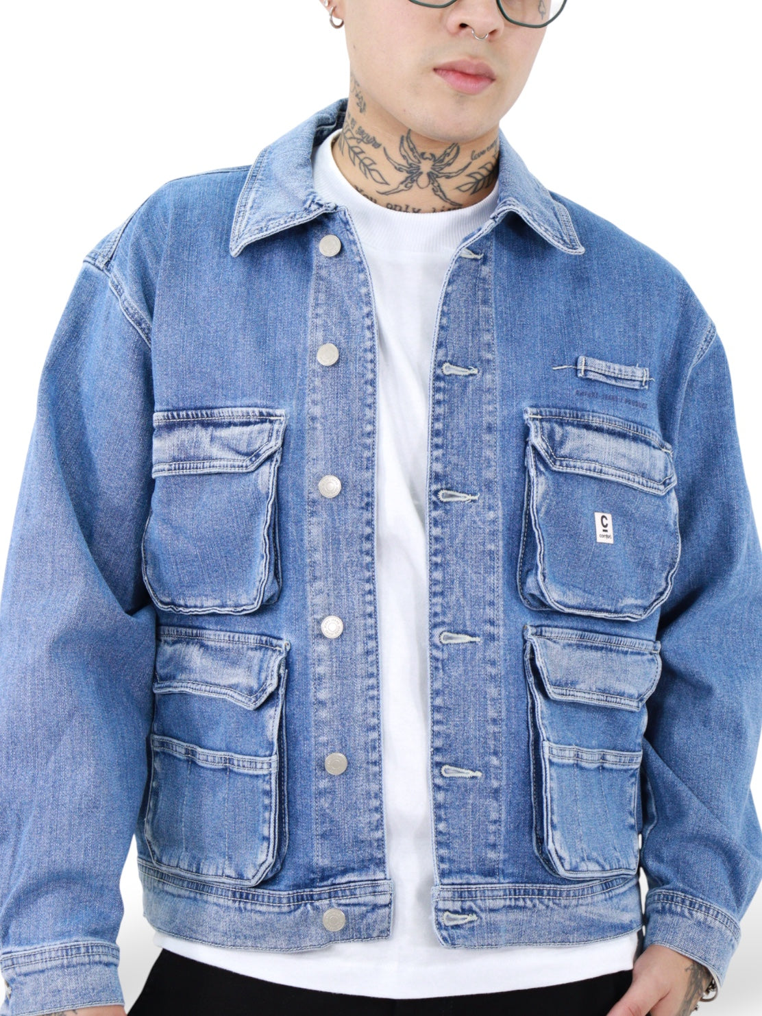 Ceramic Coffee Tea Mug with Handle Blue-Purple White 14 oz Stoneware