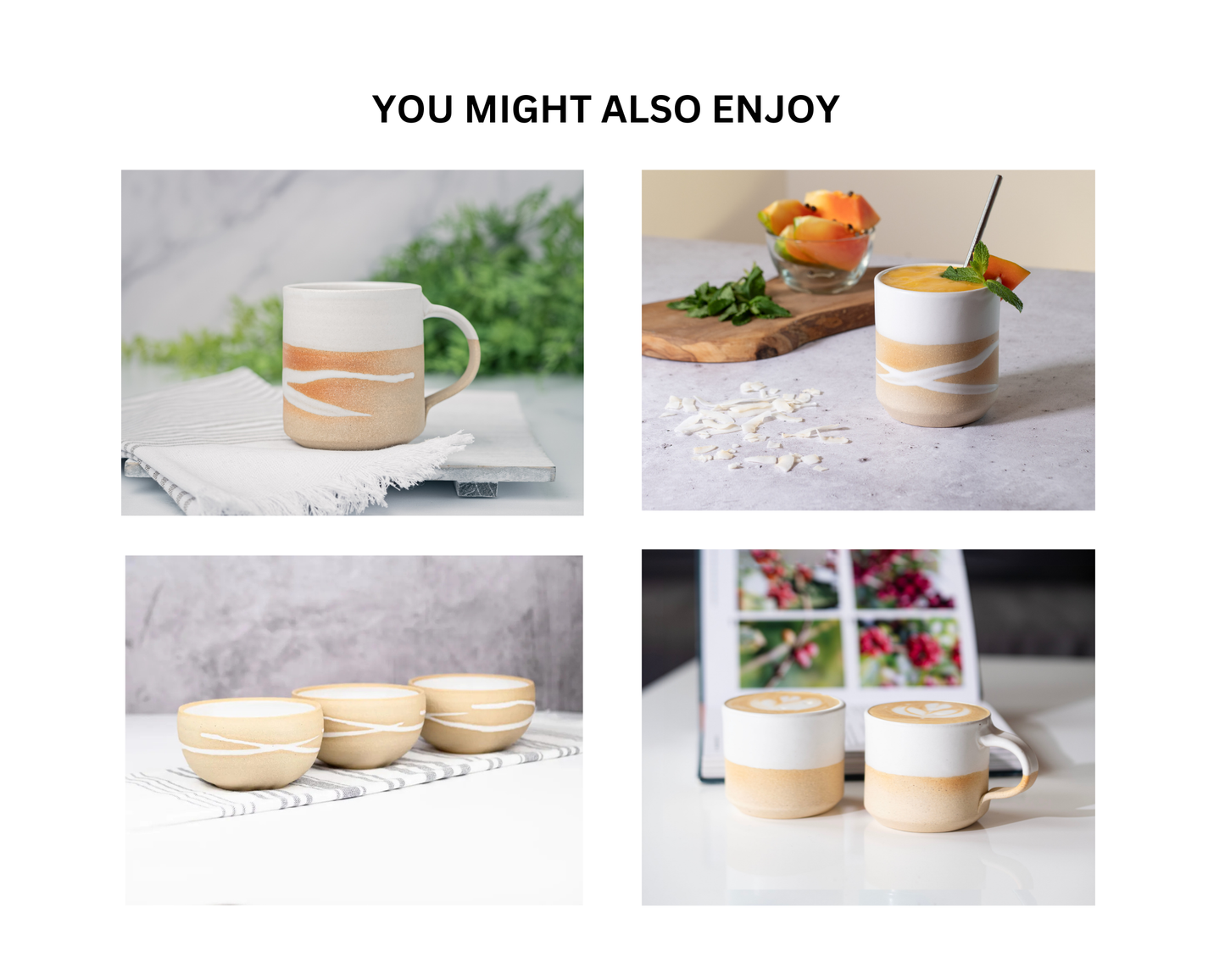 Small Ceramic Coffee Tea Mug Sandy White 8-10 oz Stoneware