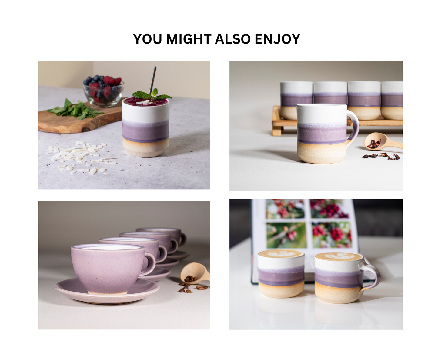 Breakfast Salad Soup Bowl Purple White Stoneware Handmade