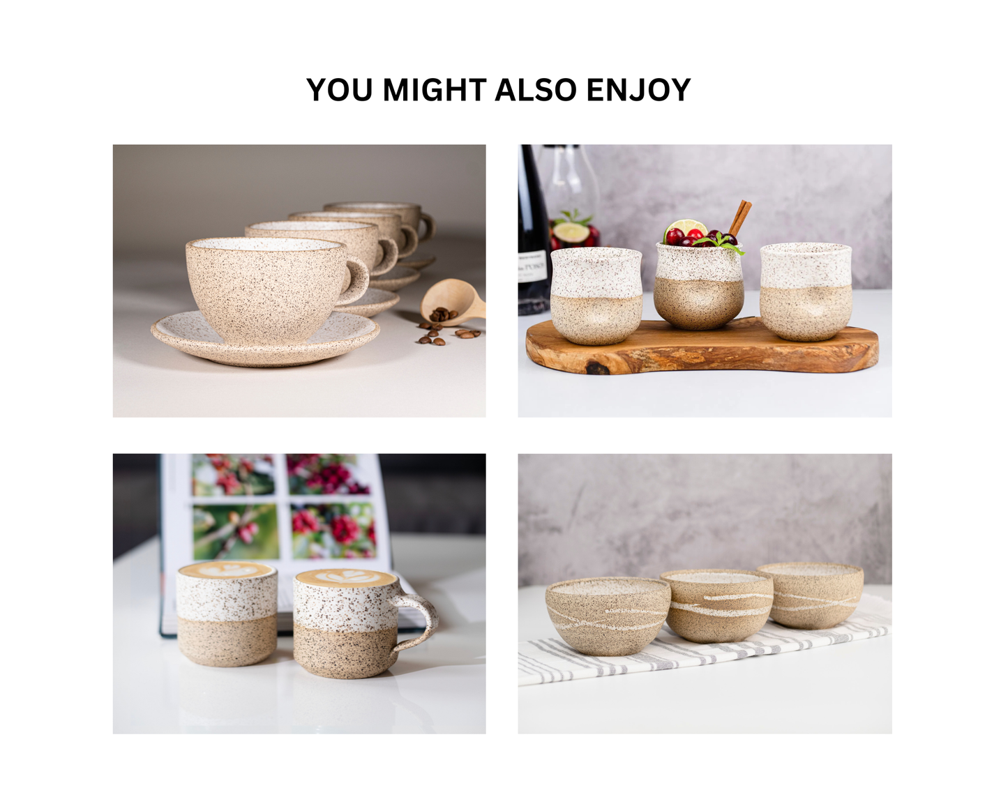 Cappuccino Cup, Latte Cup: Speckled/White, approximately 10-12 oz, Stoneware