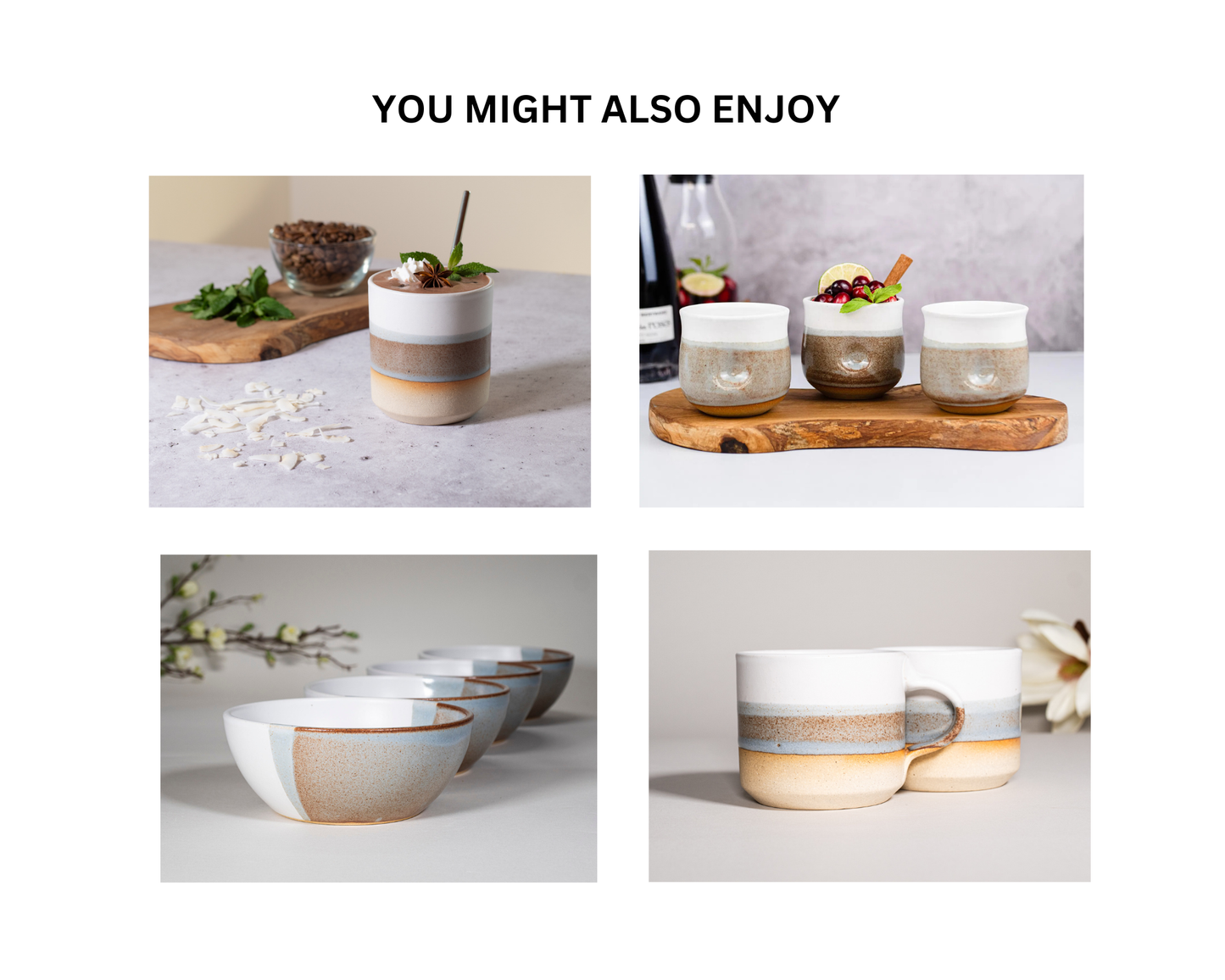 Cappuccino Cup, Latte Cup: Brown-Blue/White, approximately 10-12 oz, Stoneware