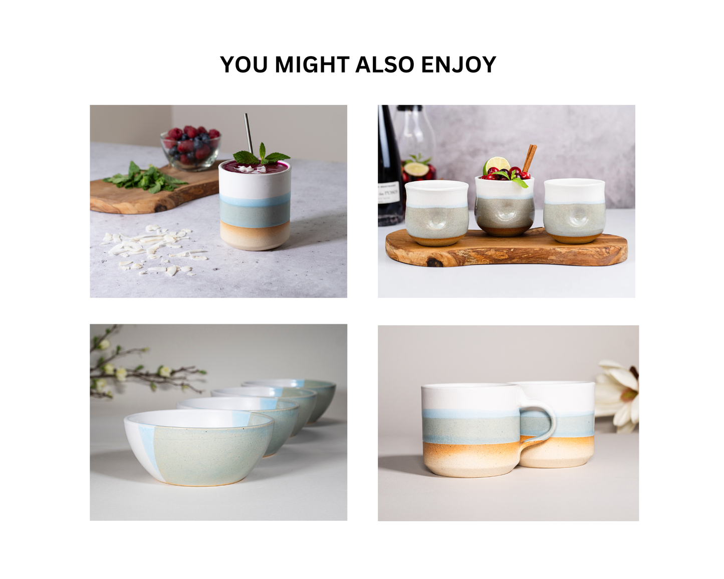 Cappuccino Cup, Latte Cup: Light Blue/White, 10-12 oz, Stoneware