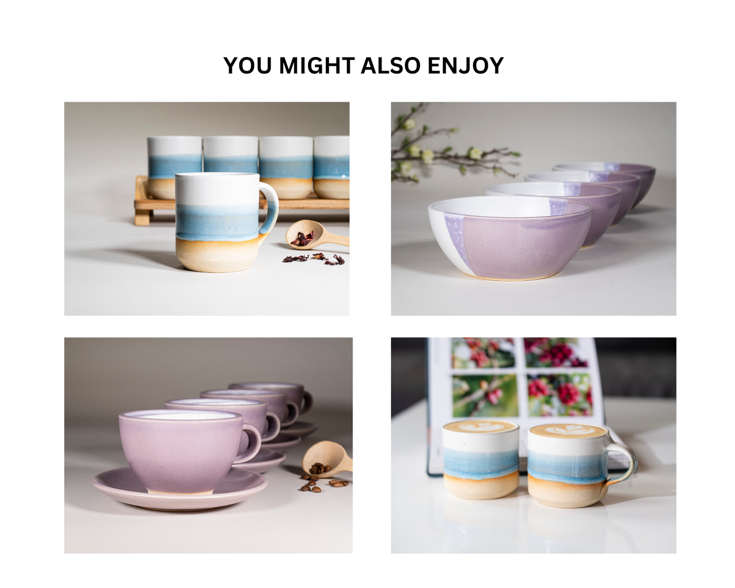 Smoothie Cup Ice Blue White 14 oz Stoneware