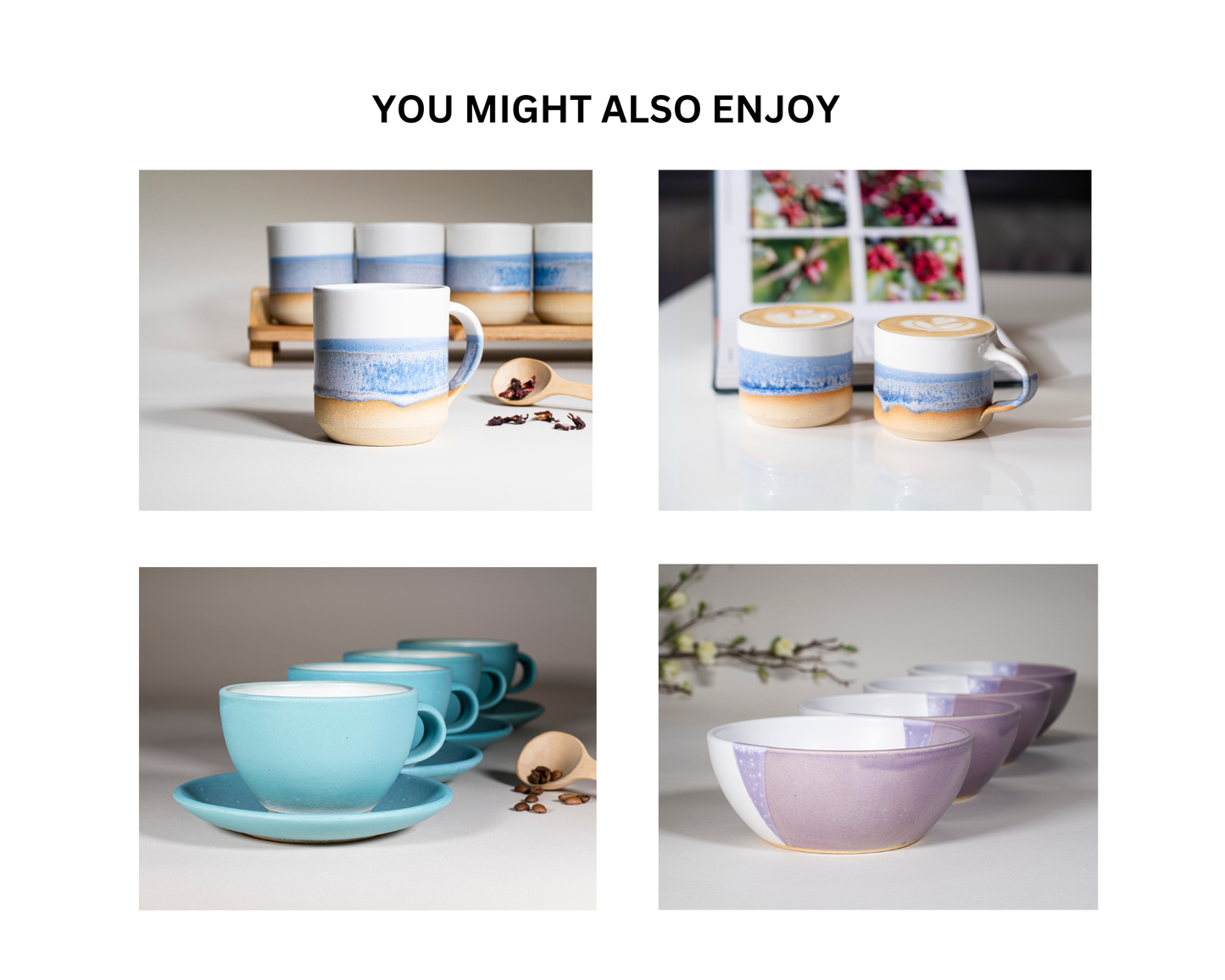 Smoothie Cup Blue Purple White 14 oz Stoneware