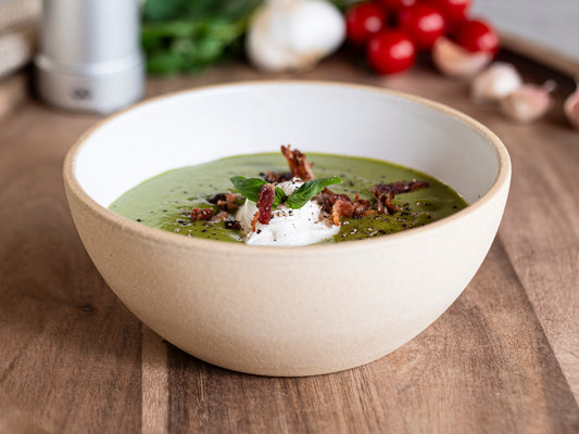 Breakfast Salad Soup Bowl White/Sandy Stoneware Handmade